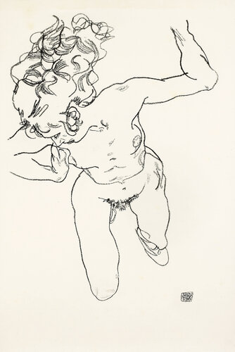 kneeling female Nude by Egon Schiele, Print for Sale on Singulart