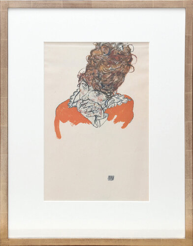 Porträtstudie: Frau E. Sch., farbig. 1918. Portrait Study: Mrs. E. Sch., coloured. 1918. by Egon Schiele, Print for Sale on Singulart