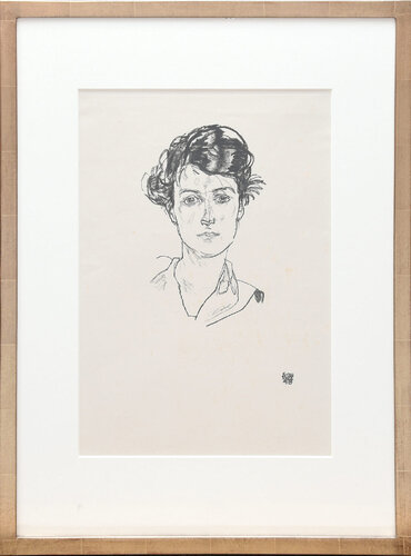 Porträtstudie: Mädchenkopf, 1918. (Portrait study of a Girls Head 1918.) by Egon Schiele, Print for Sale on Singulart