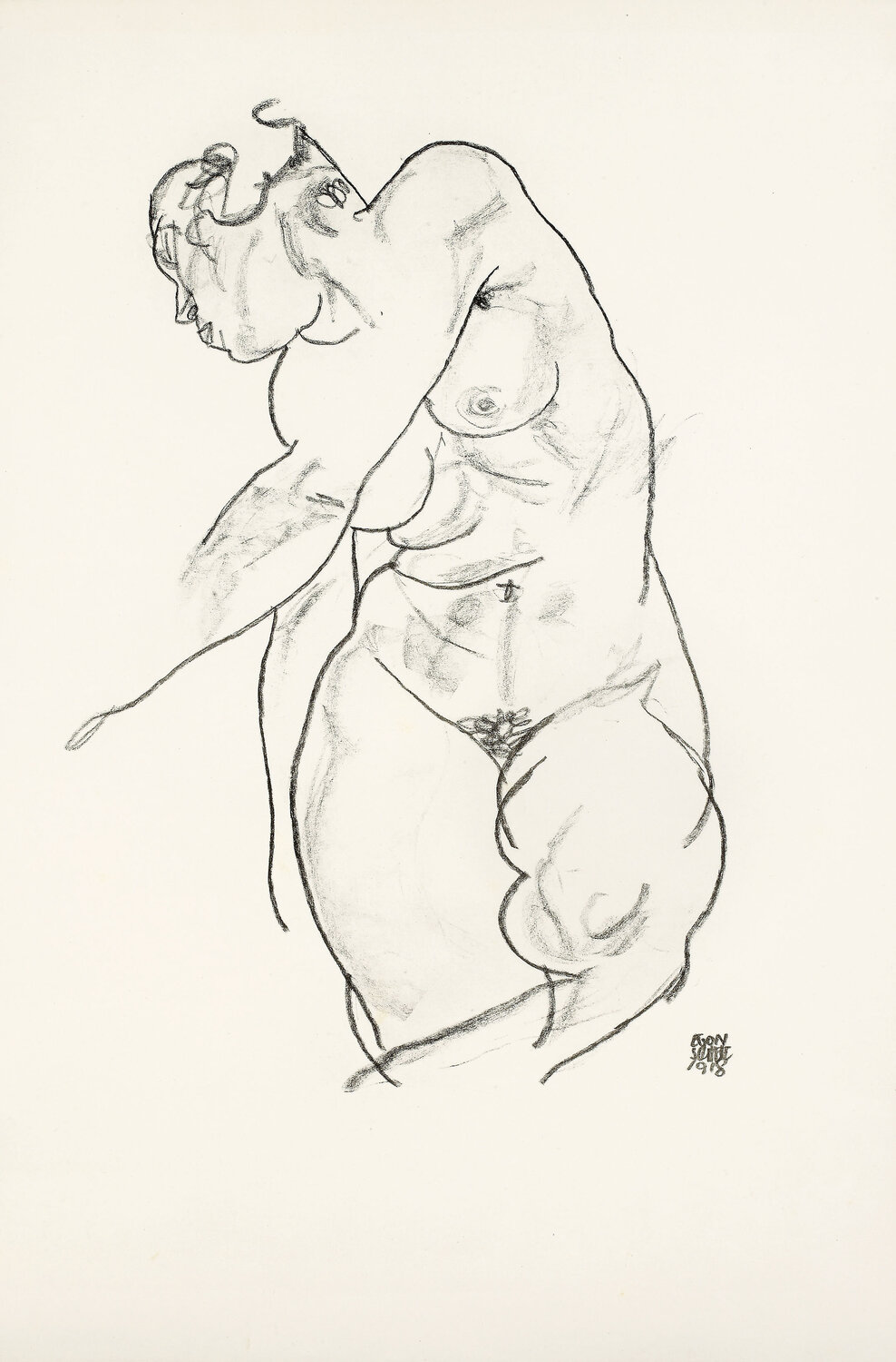 standed female Nude Egon Schiele