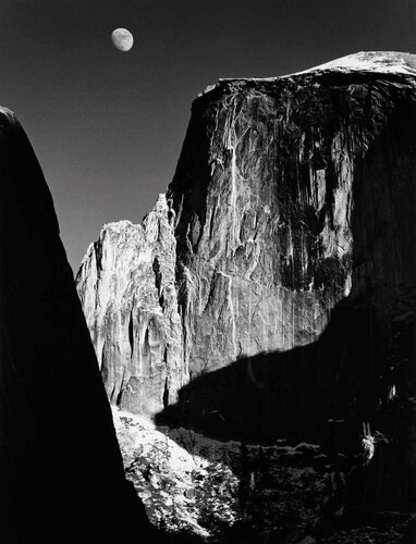 Moon and Half Dome, Yosemite National Park, CA van Ansel Adams, Fotografie te koop op Singulart