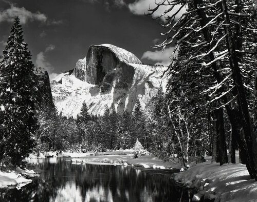Half Dome, Merced River, Winter - Yosemite van Ansel Adams, Fotografie te koop op Singulart
