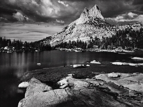 Cathedral Peak and Lake, Yosemite National Park, California van Ansel Adams, Fotografie te koop op Singulart