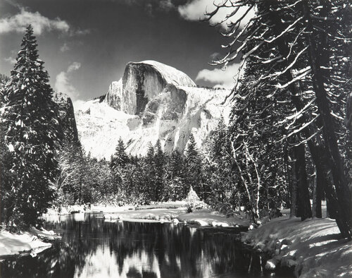 Half Dome, Merced River, Winter, Yosemite National Park van Ansel Adams, Fotografie te koop op Singulart