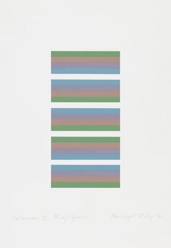 Bridget Riley Intervals 3 - Blue/Green van Bridget Riley, Afdruk te koop op Singulart