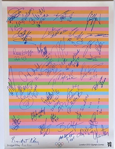 Bridget Riley - Rose, Rose, 2012 London Olympics silkscreen (Hand Signed by Bridget Riley and dozens of Olympic medalists), with official hologram von Bridget Riley, Druck kaufen auf Singulart