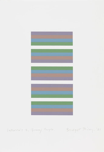 Intervals 3 - Green / Purple di Bridget Riley, Stampa in vendita su Singulart