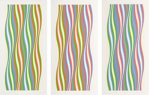 Green Dominance, Blue Dominance, Red Dominance (complete set of three) di Bridget Riley, Stampa in vendita su Singulart