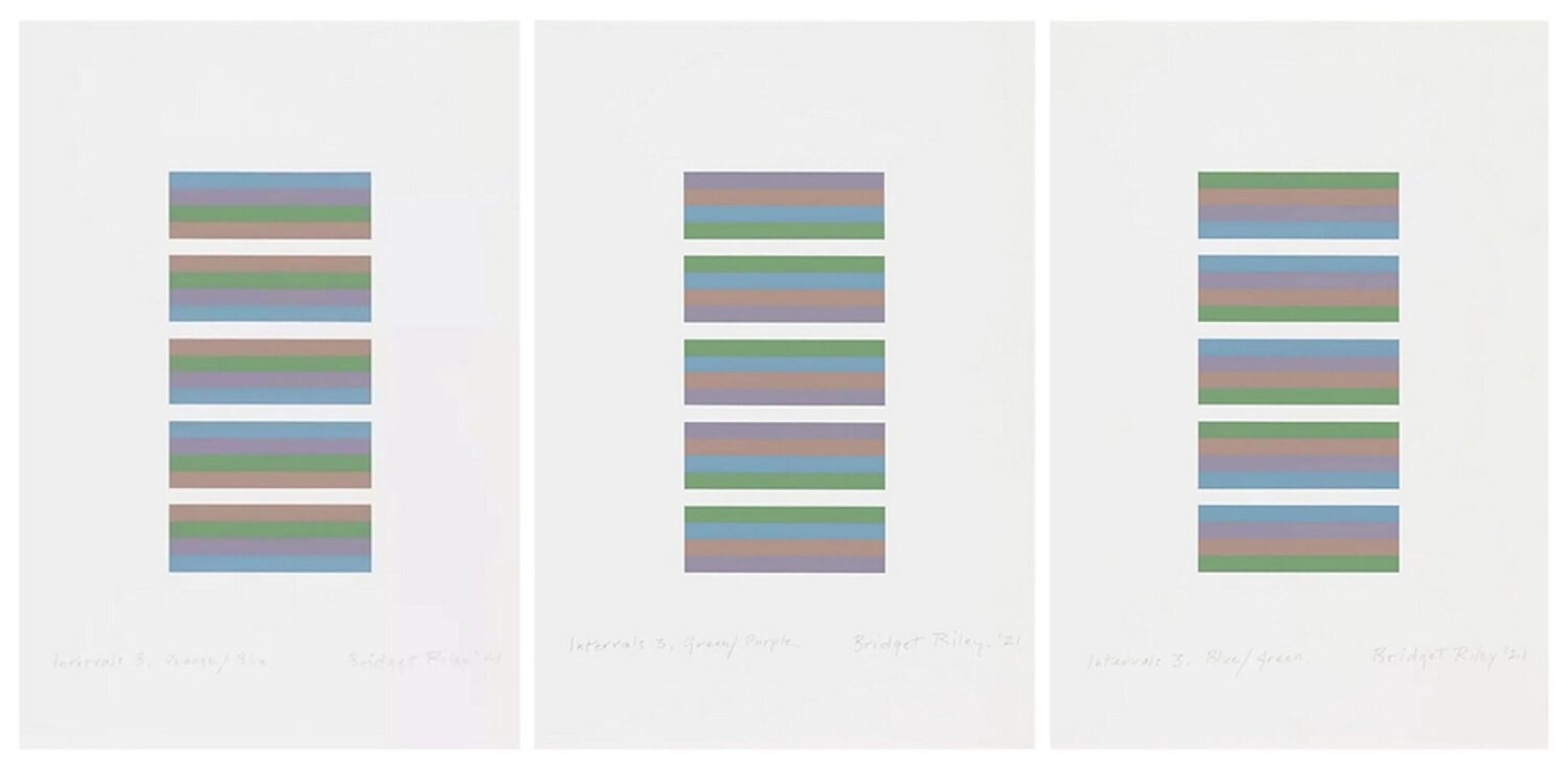 Bridget Riley Intervals 3 - The Matching Set of 3 Bridget Riley Druck zu verkaufen