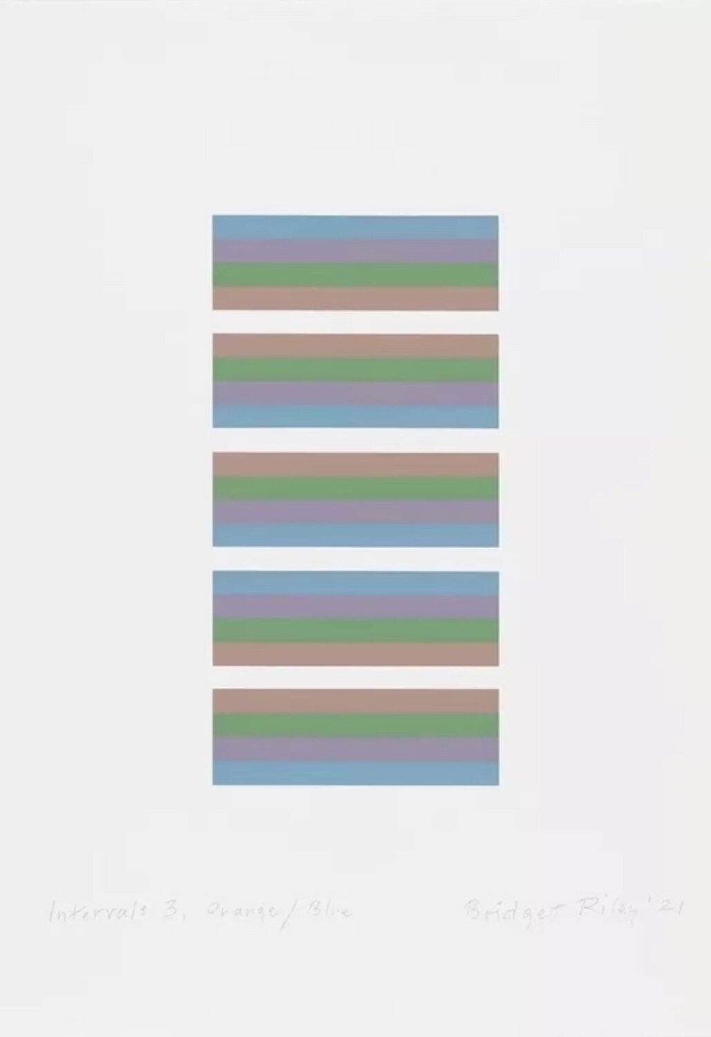 Intervals 3 - Orange / Blue Bridget Riley Druck zu verkaufen