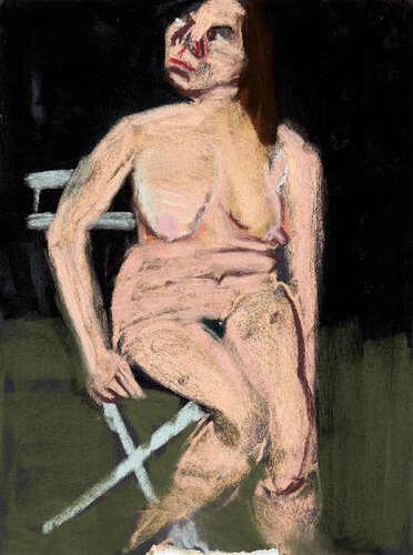 Self-Portrait in the Garden at Night IV van Chantal Joffe, Werk op papier te koop op Singulart