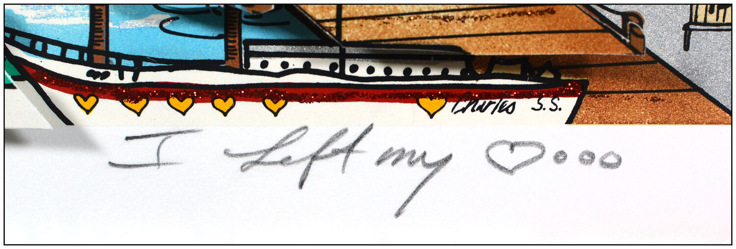 チャールズ・ファジーノ I Left My Heart Lot - Charles Fazzino 'I Left My Heart' Large Op Art