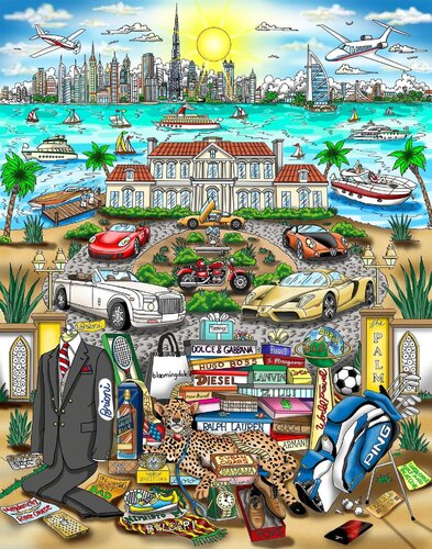 Guys gotta have it in Dubai by Charles Fazzino, Work on Paper for Sale on Singulart