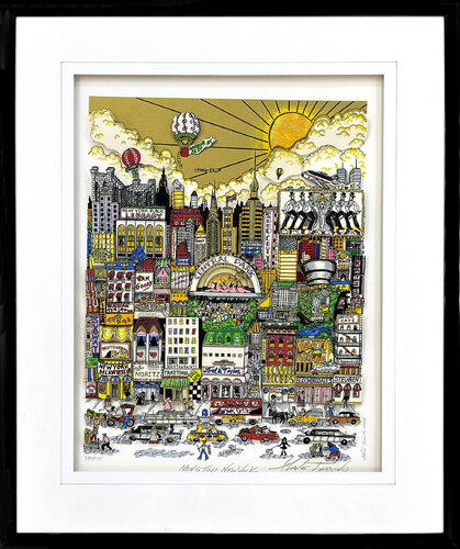 Nonstop New York (framed, hand signed 3D mixed media serigraph) di Charles Fazzino, Stampa in vendita su Singulart