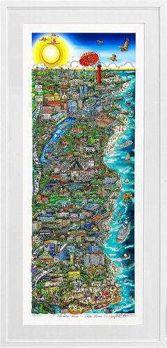 Paradise Found... Palm Beach County, Hand Signed 3D Deluxe Edition, 48x25 in. di Charles Fazzino, Stampa in vendita su Singulart