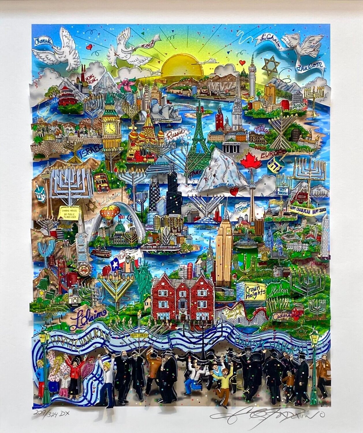Chanukah Around the World Charles Fazzino Druck zu verkaufen