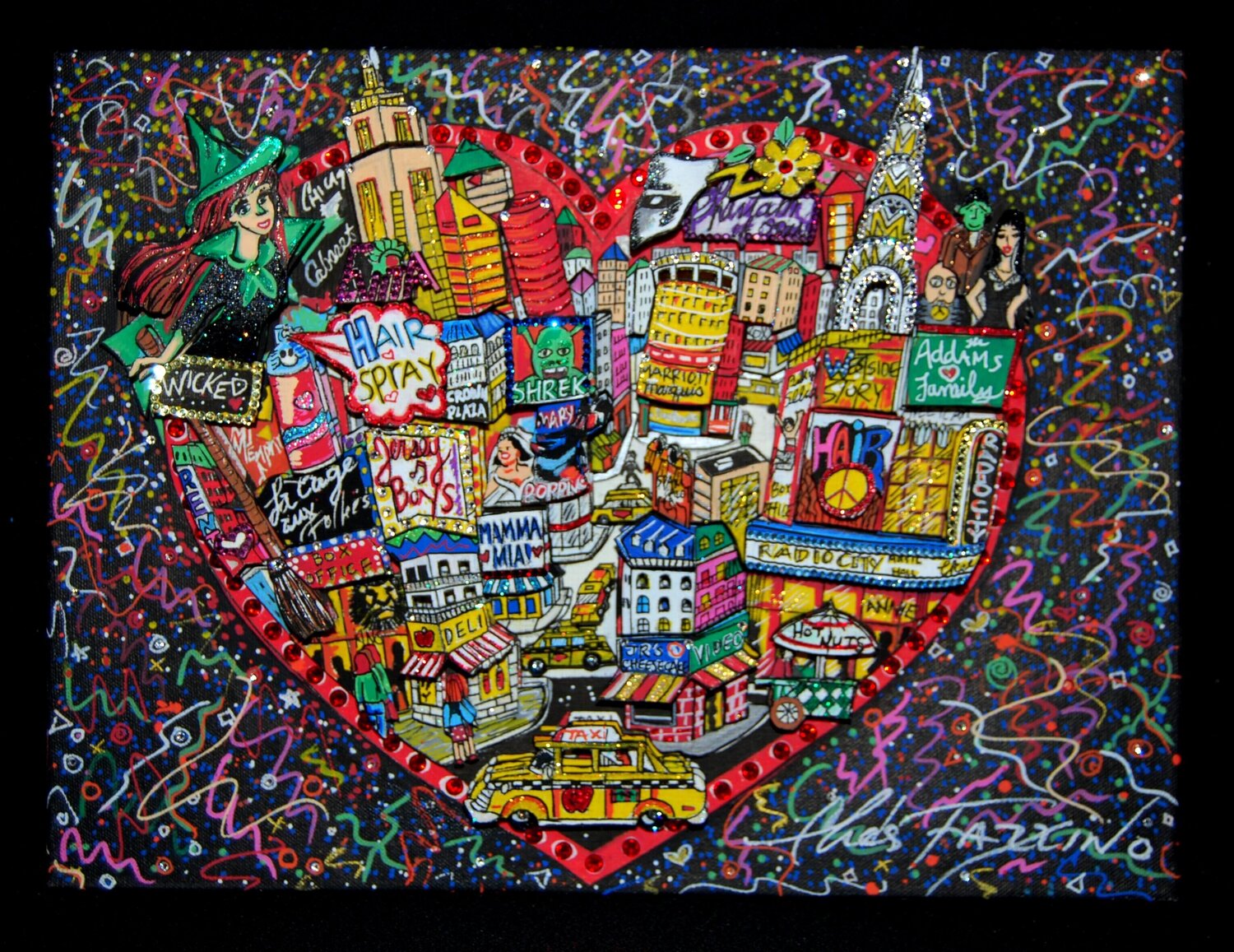 Wickedly Broadway Heart Charles Fazzino Originalgemälde zu verkaufen