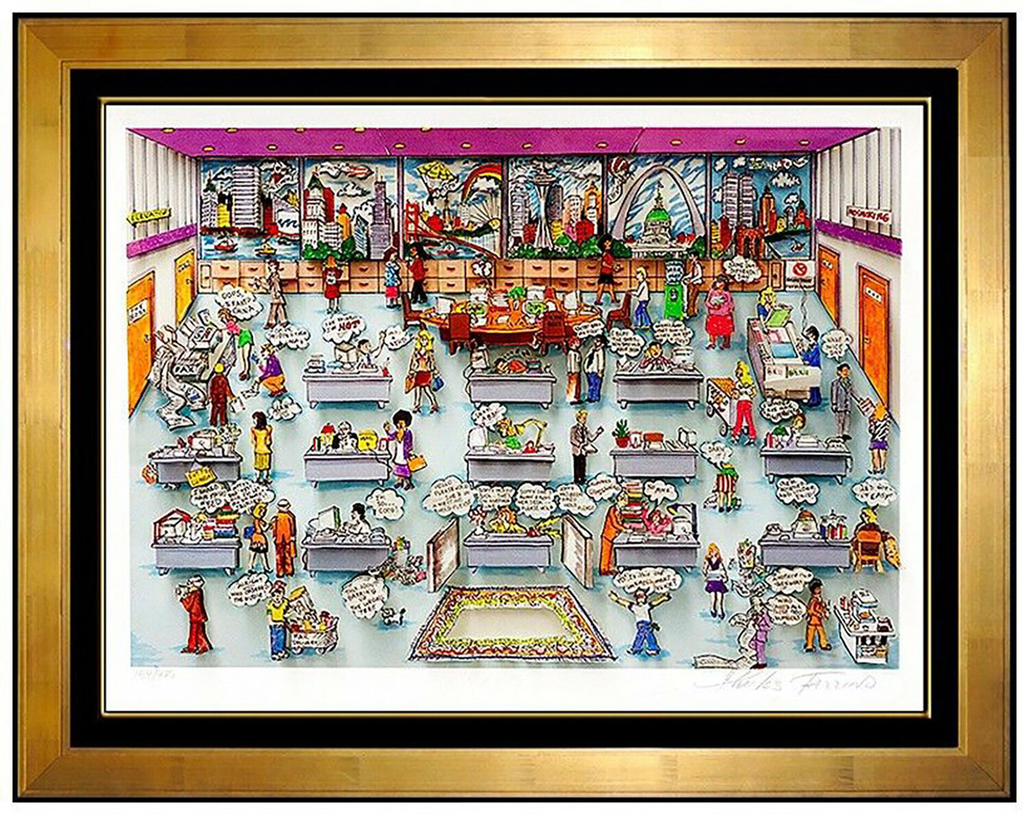 9 to 5 Charles Fazzino Afdruk te koop