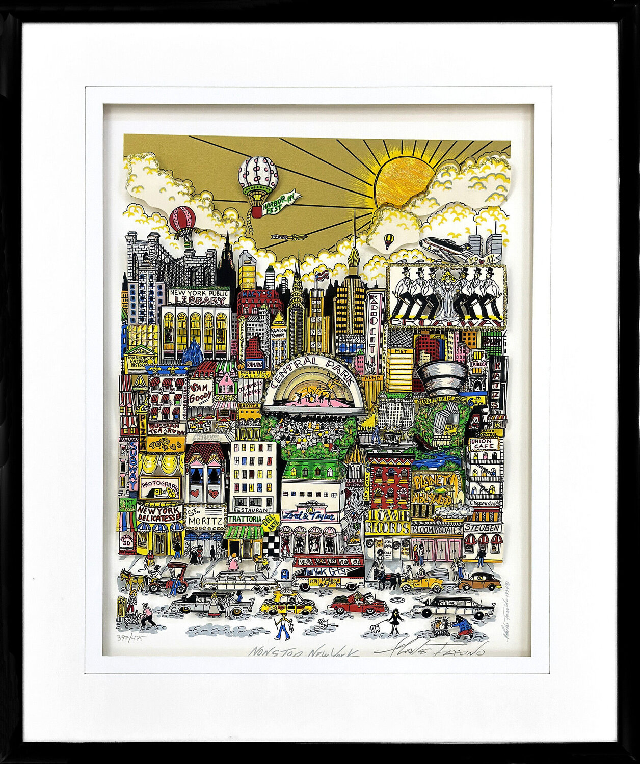 Nonstop New York (framed, hand signed 3D mixed media serigraph) Charles Fazzino Druck zu verkaufen