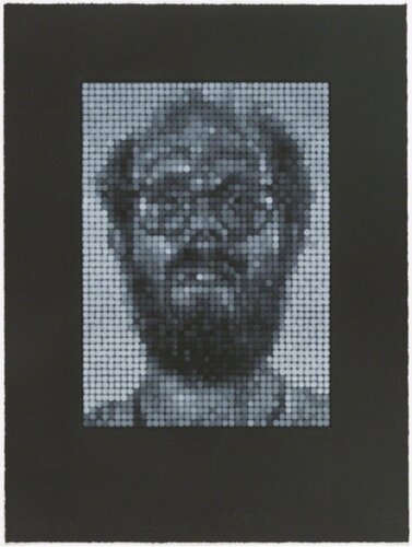 Self Portrait, White on Black van Chuck Close, Afdruk te koop op Singulart
