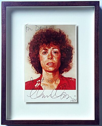 Art Card: Chuck Close - Linda, 1975-6, Uniquely Signed, dedicated and inscribed vintage card, from the Estate of Cordelia Platt by Chuck Close, Print for Sale on Singulart