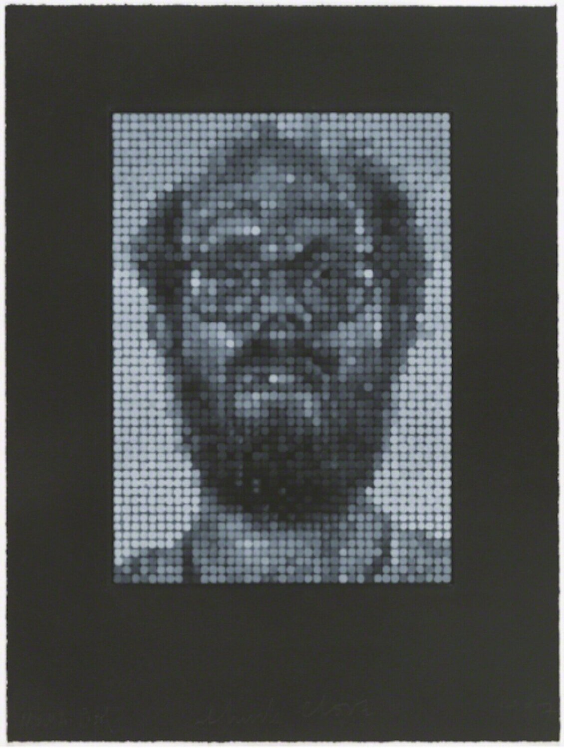 Self Portrait, White on Black Chuck Close