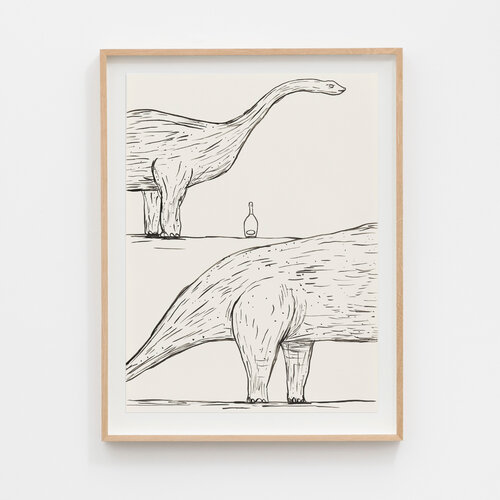 Untitled (Dinosaurs and wine) di David Shrigley, Pittura in vendita su Singulart