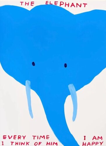 The Elephant, every time i think of him I am happy di David Shrigley, Stampa in vendita su Singulart