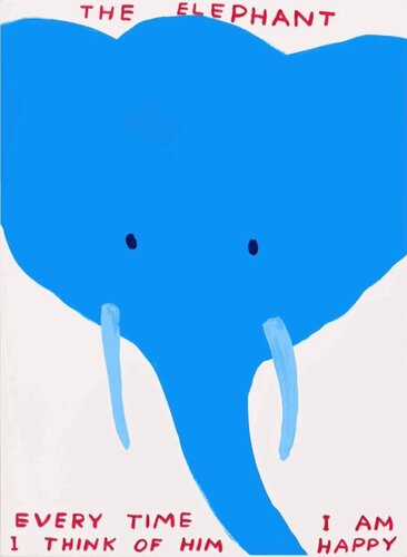The Elephant, Every time I think of him I am happy di David Shrigley, Stampa in vendita su Singulart