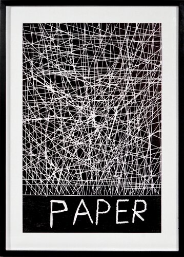 David Shrigley, Paper, Woodcut, 2005 di David Shrigley, Stampa in vendita su Singulart