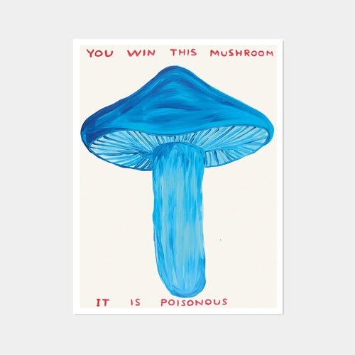 YOU WIN THIS MUSHROOM, posters created from the unique work di David Shrigley, Stampa in vendita su Singulart