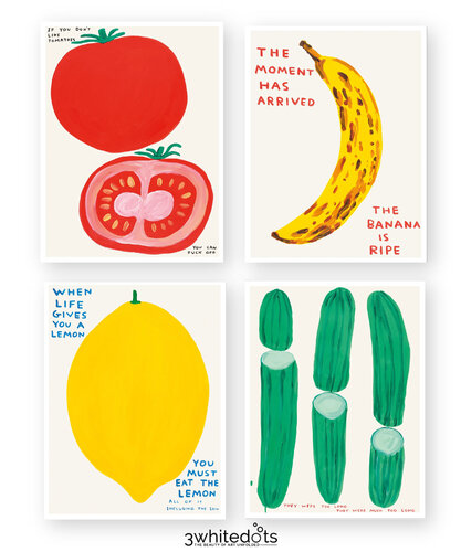 Fruits series - Set of 4 Posters van David Shrigley, Afdruk te koop op Singulart