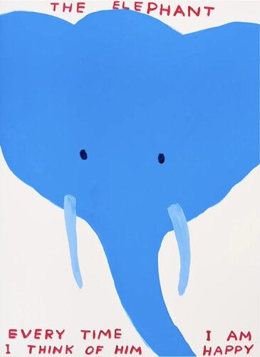 Untitled (The Elephant Everytime I Think of Him I am Happy) par David Shrigley, Édition en vente sur Singulart