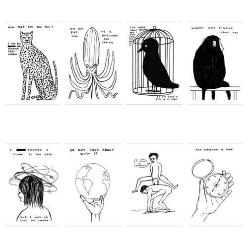 Set of 8 Limited Edition Black & White posters 'Human Behaviour' & 'Animals & Existentialism' par David Shrigley, Édition en vente sur Singulart