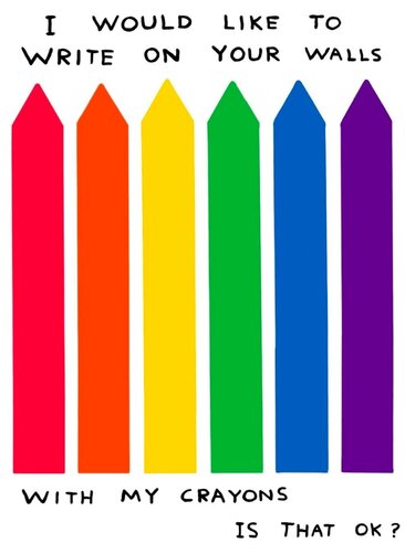 Untitled (I would like to write on your wall with my crayons is that OK?) par David Shrigley, Édition en vente sur Singulart
