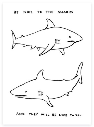 Be Nice To The Sharks par David Shrigley, Édition en vente sur Singulart