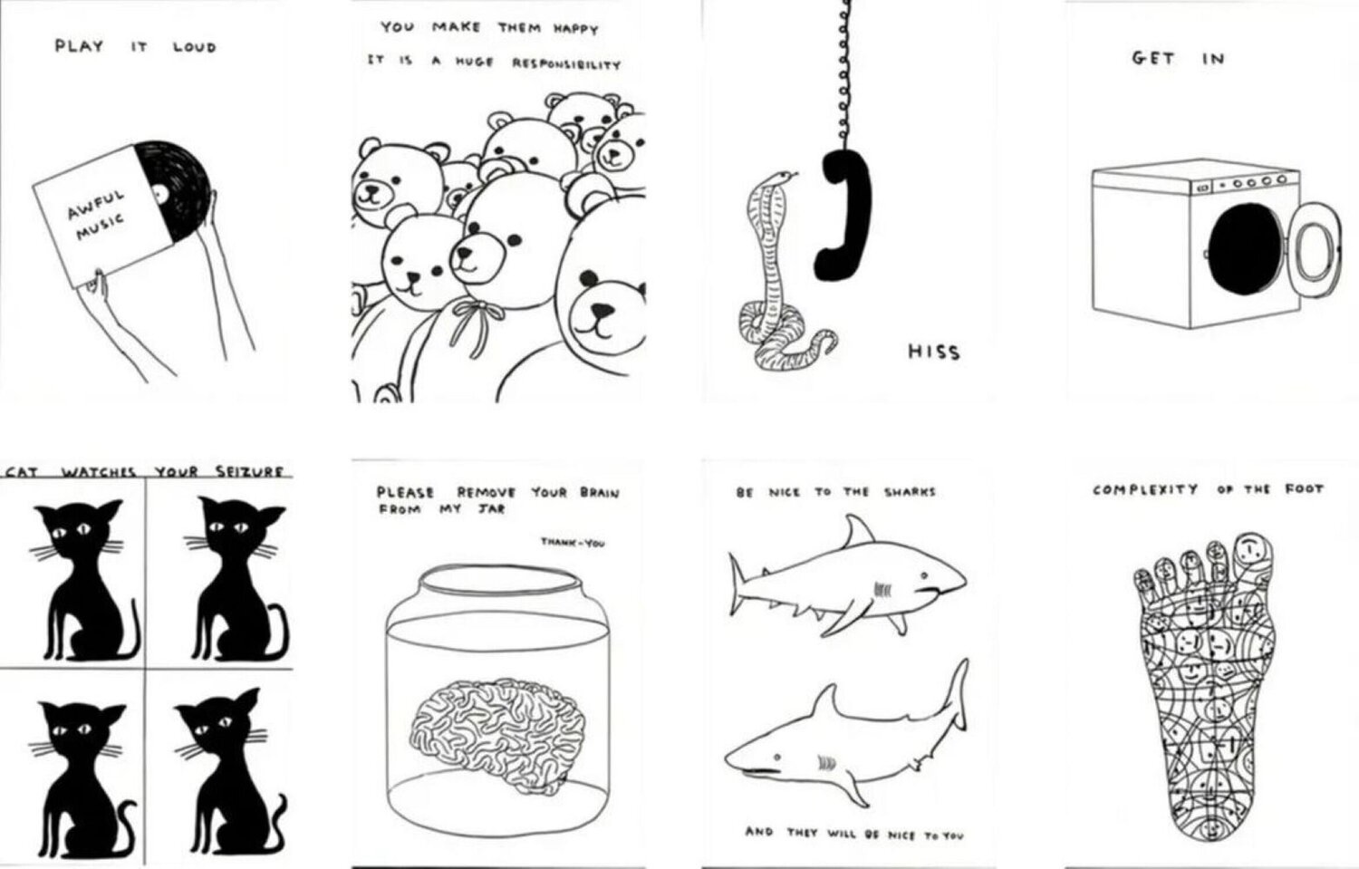 The Untitled Black and White Series (complete set of 8) David Shrigley Druck zu verkaufen