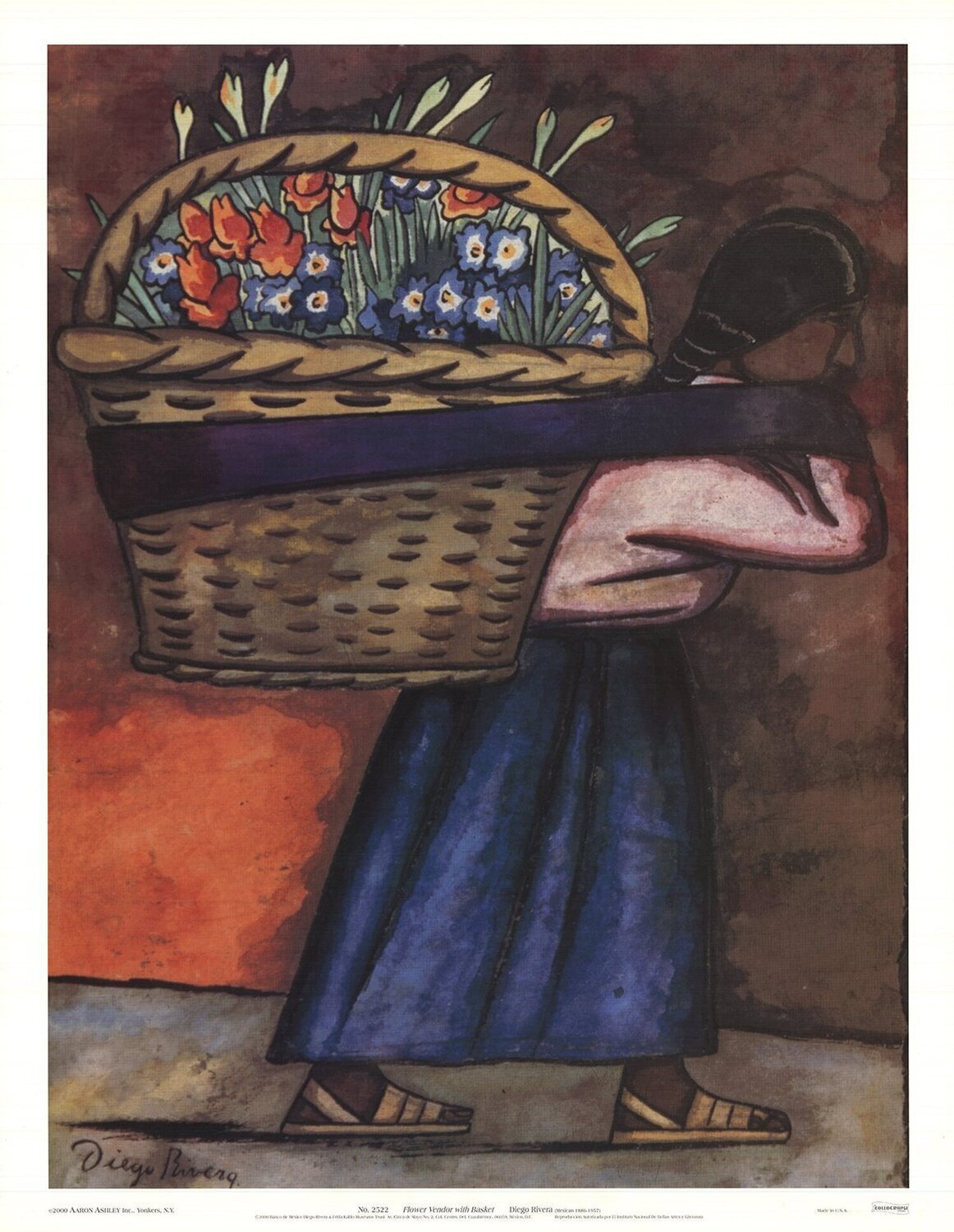 Flower Vendor With Basket (With Text) Diego Rivera