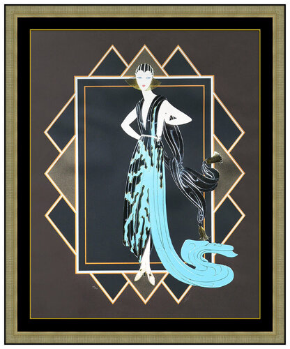 California (Turquoise Dress) di Erté, Stampa in vendita su Singulart