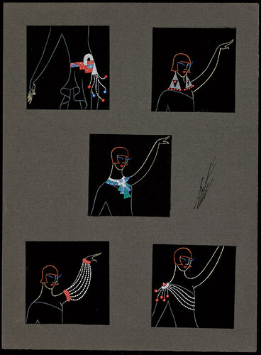 Musidora & Bijoux Lumineux (La Chauve-souris, Parisiana 25) van Erté, Schilderij te koop op Singulart