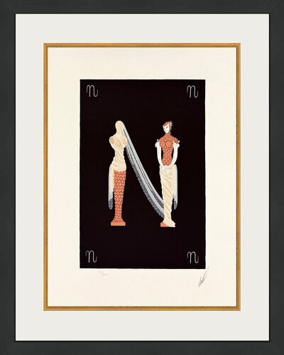 Letter N (from the Alphabet Suite), framed hand signed serigraph von Erté, Druck kaufen auf Singulart