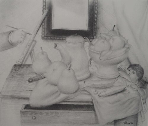 Peintre exécutant une nature morte et enfant by Fernando Botero, Print for Sale on Singulart