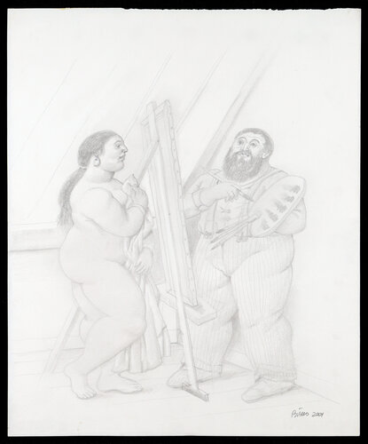 El Pintor y su Modelo van Fernando Botero, Schilderij te koop op Singulart