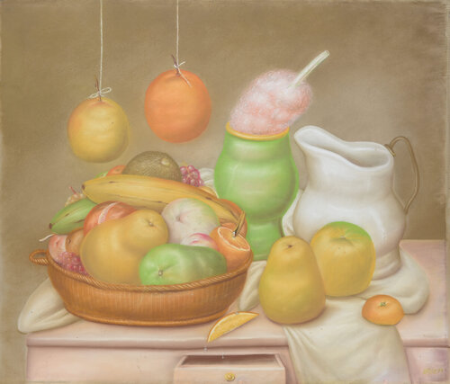 Still life with Fruit and Jug van Fernando Botero, Werk op papier te koop op Singulart