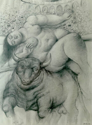 Sin Titolo (Abduction of Europa) van Fernando Botero, Werk op papier te koop op Singulart