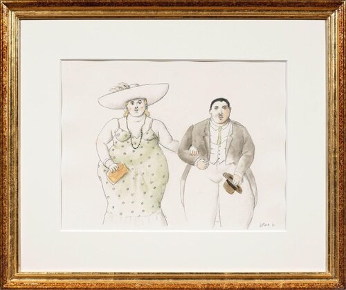 Society Couple van Fernando Botero, Werk op papier te koop op Singulart