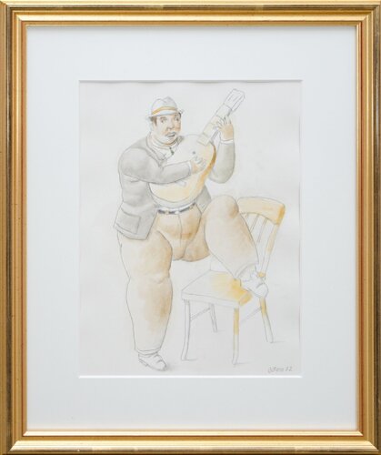 Guitar Player van Fernando Botero, Werk op papier te koop op Singulart