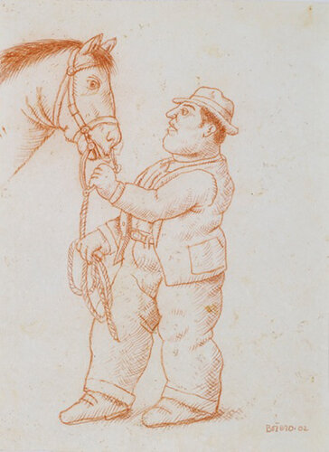 Man with Horse van Fernando Botero, Werk op papier te koop op Singulart