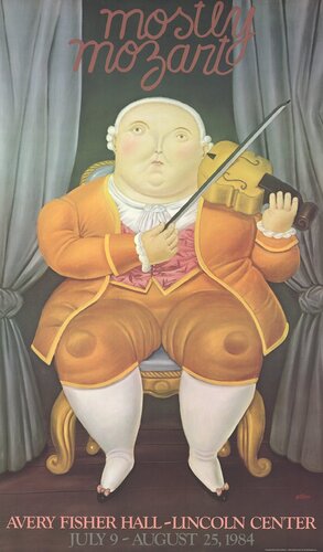 The Violonist Homage to Mozart van Fernando Botero, Afdruk te koop op Singulart