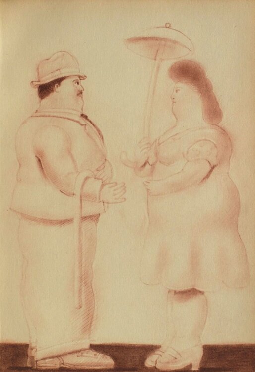 L'homme à la canne et la femme à l'ombrelle Fernando Botero